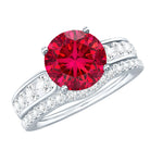 Certified Lab Grown Ruby and Moissanite Wedding Ring Set For Her AAAA - Rosec Jewels