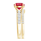 Certified Lab Grown Ruby and Moissanite Wedding Ring Set For Her AAAA - Rosec Jewels