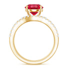 Certified Lab Grown Ruby and Moissanite Wedding Ring Set For Her AAAA - Rosec Jewels