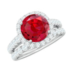 Rosec Jewels-Lab Created Ruby Halo Engagement Ring with Moissanite Enhancer Ring