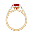 Rosec Jewels-Lab Created Ruby Halo Engagement Ring with Moissanite Enhancer Ring