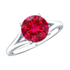 2.3 Carat Round Lab Grown Ruby Solitaire Engagement Ring in Split Shank AAAA - Rosec Jewels