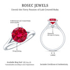 2.3 Carat Round Lab Grown Ruby Solitaire Engagement Ring in Split Shank AAAA - Rosec Jewels