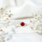 2.3 Carat Round Lab Grown Ruby Solitaire Engagement Ring in Split Shank AAAA - Rosec Jewels
