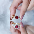 2.3 Carat Round Lab Grown Ruby Solitaire Engagement Ring in Split Shank AAAA - Rosec Jewels