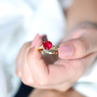 2.3 Carat Round Lab Grown Ruby Solitaire Engagement Ring in Split Shank AAAA - Rosec Jewels