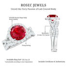Rosec Jewels-Round Cut Lab Created Ruby and Moissanite Bridal Ring Set