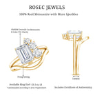 Emerald Cut Moissanite Engagement Ring with Enhancer D-VS1 - Rosec Jewels