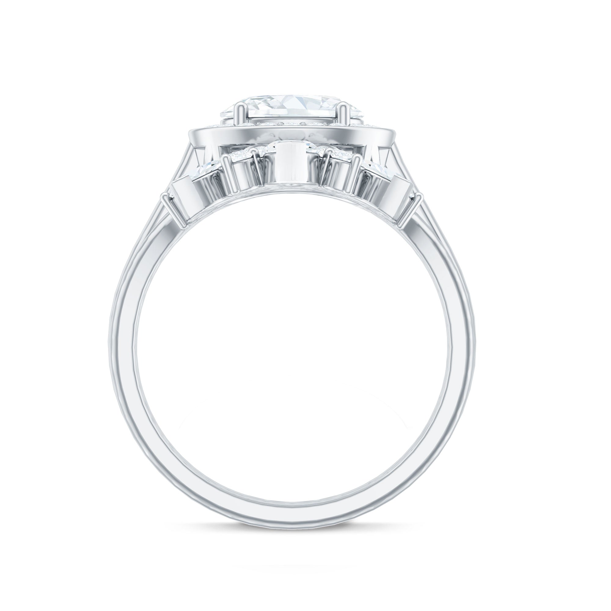 Rosec Jewels-Designer Moissanite Oval Halo Wedding Ring Set with Certificate