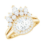 Rosec Jewels-Designer Moissanite Oval Halo Wedding Ring Set with Certificate
