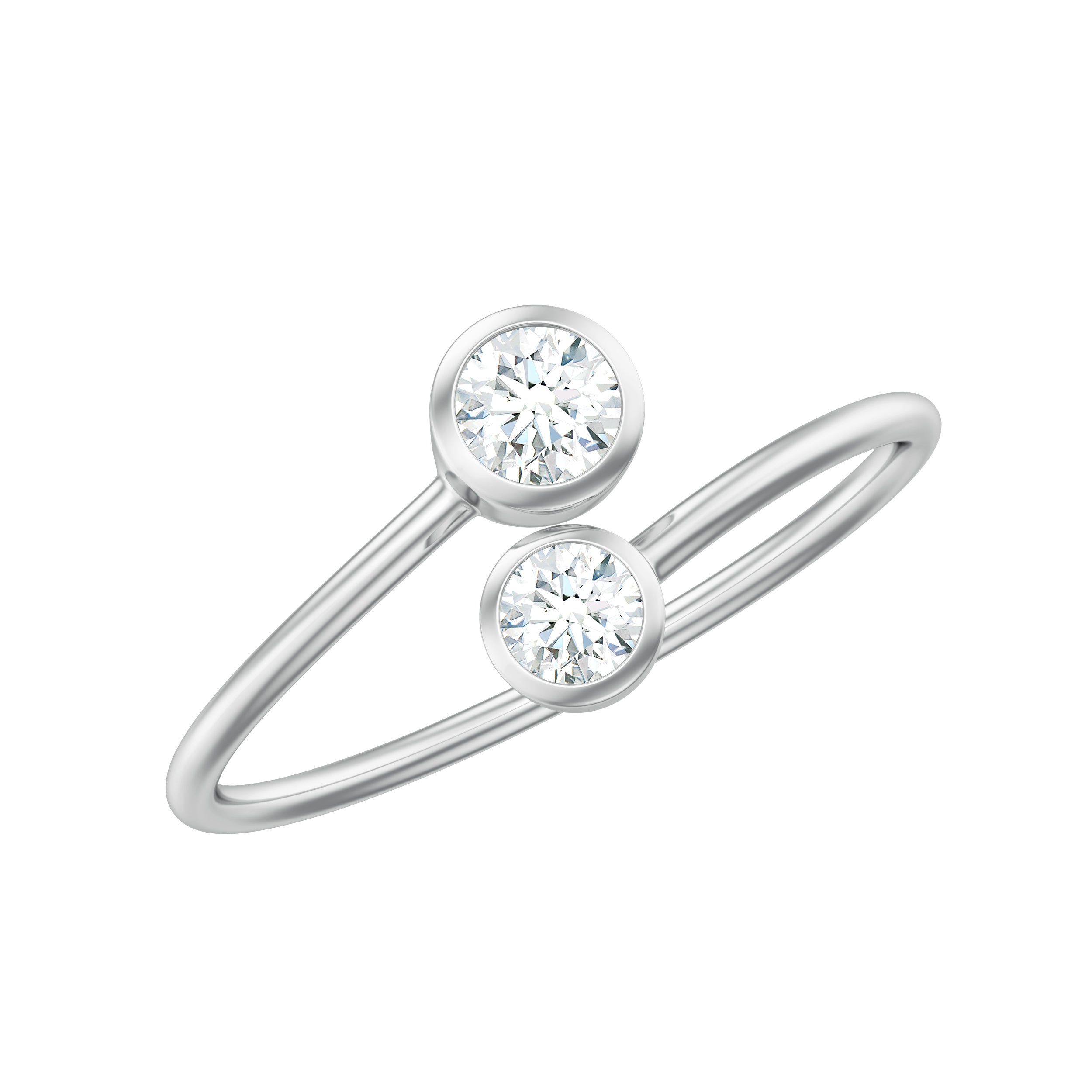 Bezel Set Diamond Toi Et Moi Ring for Promise Natural - ( HI-SI ) - Rosec Jewels