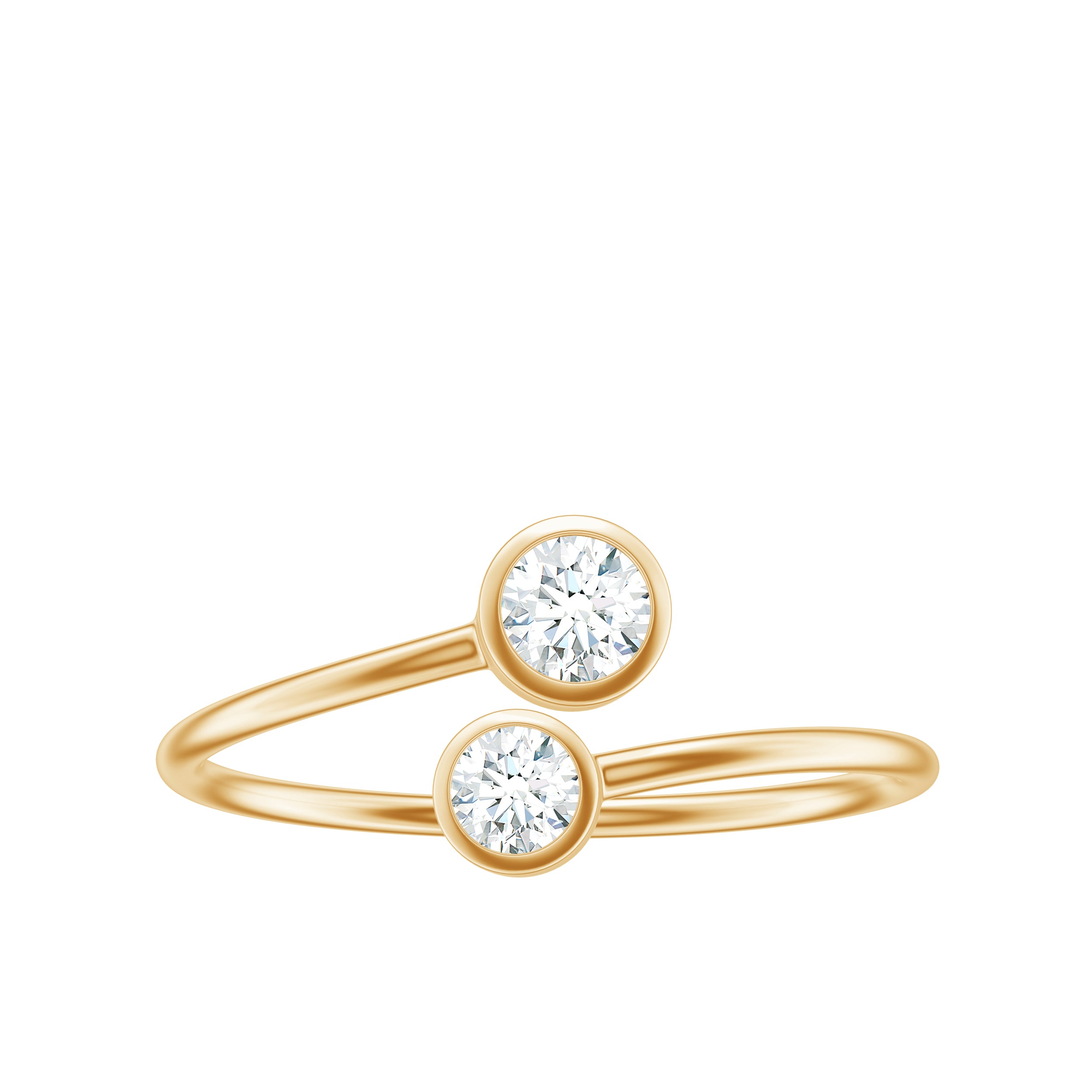 Bezel Set Diamond Toi Et Moi Ring for Promise Natural - ( HI-SI ) - Rosec Jewels