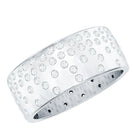 Certified Moissanite Wide Wedding Band in Flush Setting D-VS1 - Rosec Jewels