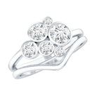 Round Moissanite Cluster Bridal Ring Set for Women D-VS1 - Rosec Jewels