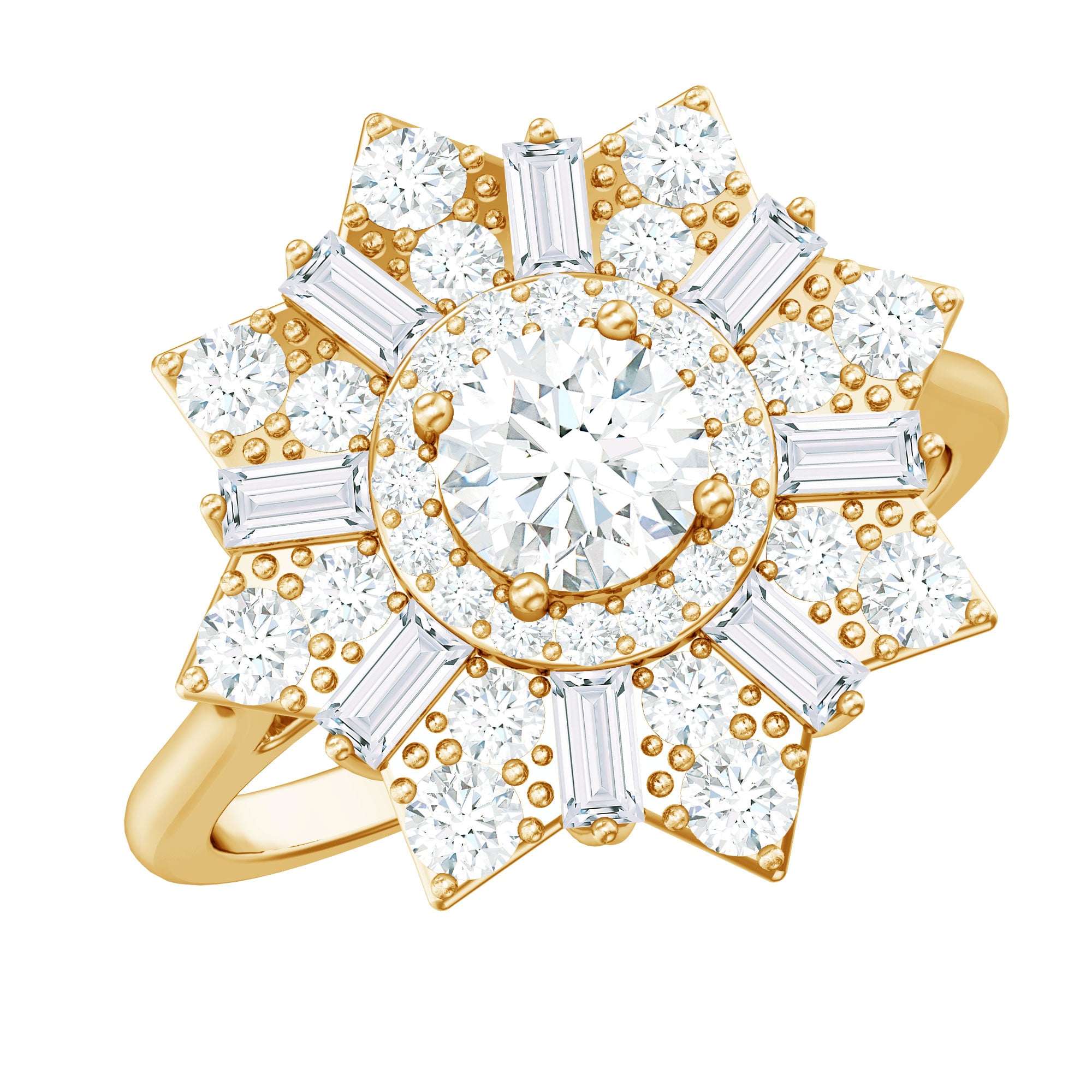 Certified Brilliant Cut Moissanite Cocktail Engagement Ring for Women D-VS1 - Rosec Jewels