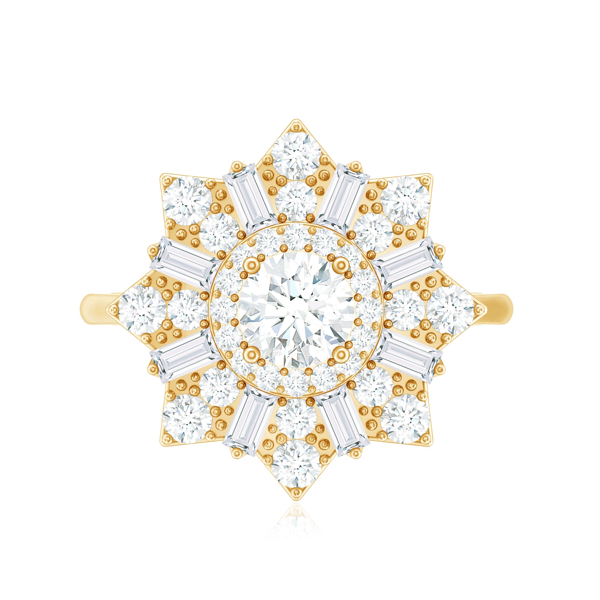 Certified Brilliant Cut Moissanite Cocktail Engagement Ring for Women D-VS1 - Rosec Jewels