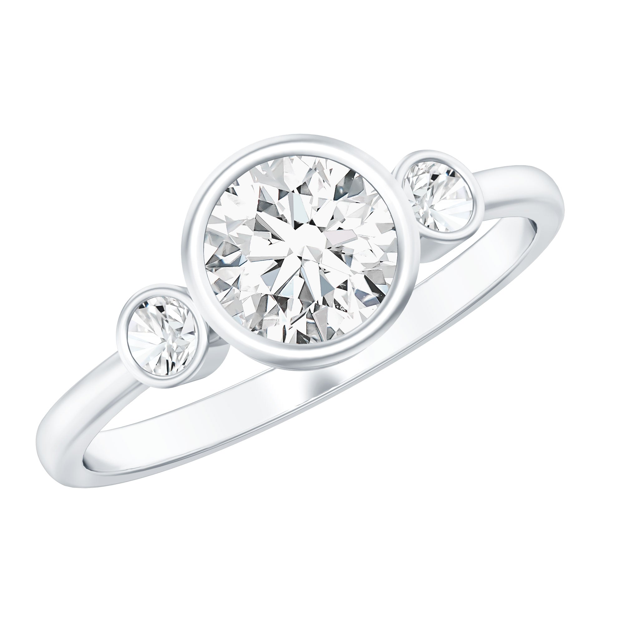 Bezel Set Moissanite Solitaire Engagement Ring D-VS1 - Rosec Jewels