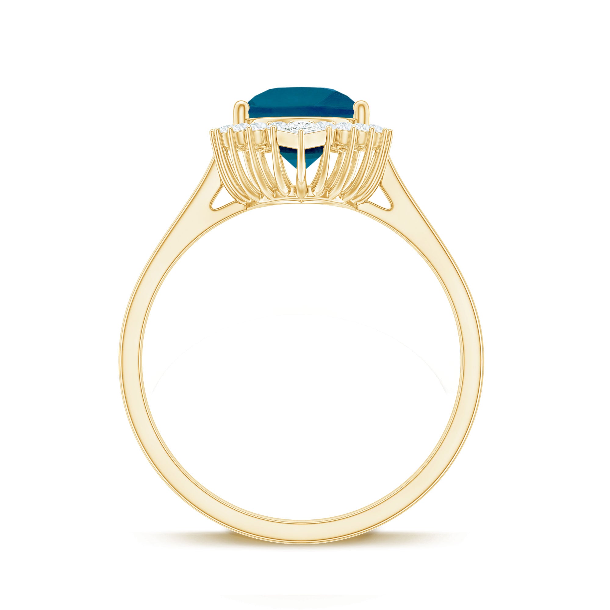 Pear Shaped London Blue Topaz and Diamond Statement Engagement Ring AAA - Rosec Jewels