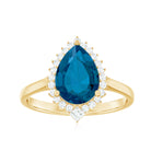 Pear Shaped London Blue Topaz and Diamond Statement Engagement Ring AAA - Rosec Jewels