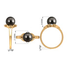 Genuine Tahitian Pearl Solitaire Split Shank Engagement Ring with Diamond AAA - Rosec Jewels