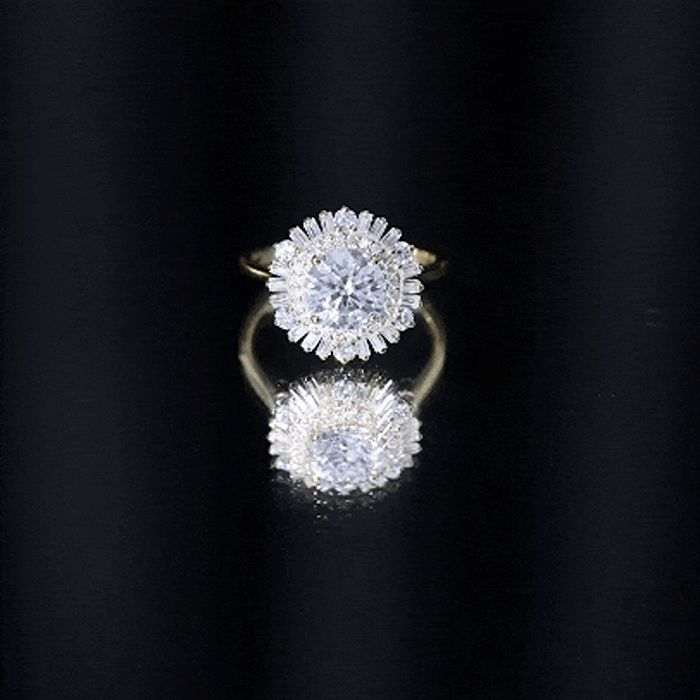 Certified Moissanite Double Halo Engagement Ring for Women D-VS1 - Rosec Jewels