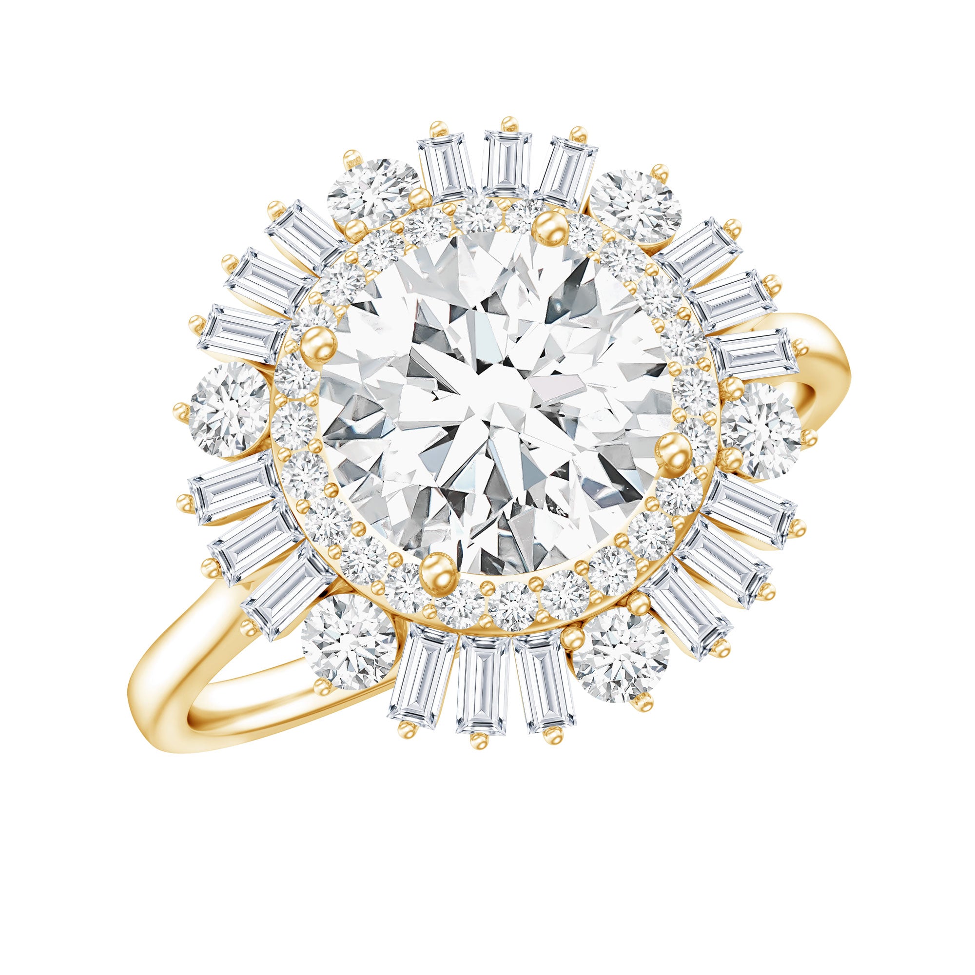 Certified Moissanite Double Halo Engagement Ring for Women D-VS1 - Rosec Jewels