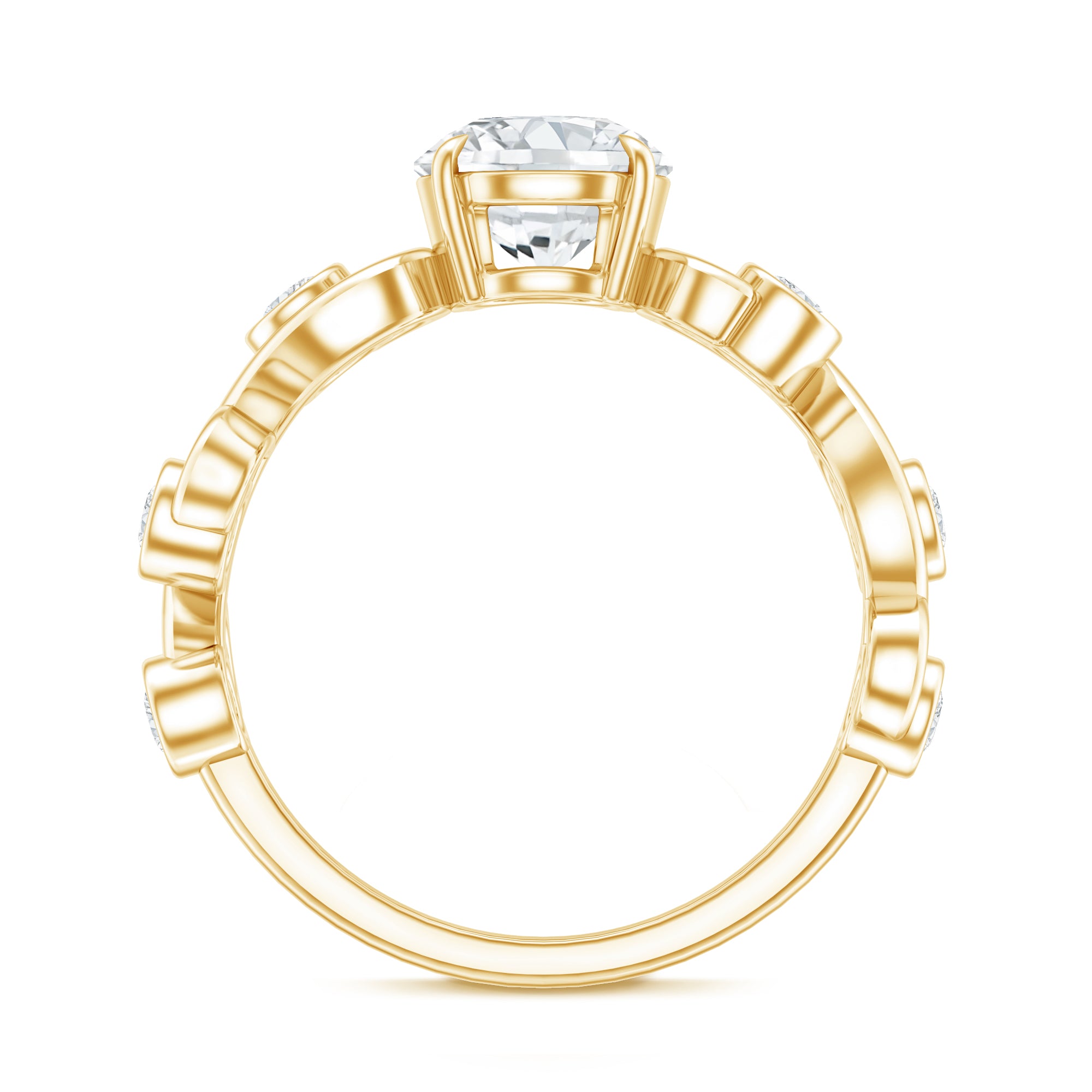 Certified Moissanite Engagement Ring with Ivy Scroll Shank D-VS1 - Rosec Jewels