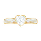 Bezel Set Moissanite Heart Shaped Engagement Ring with Side Stones D-VS1 - Rosec Jewels