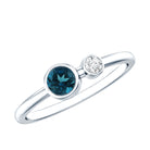 Rosec Jewels-Round London Blue Topaz and Lab Diamond Two Stone Promise Ring For Her