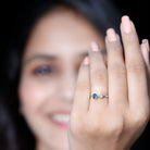 Rosec Jewels-Round London Blue Topaz and Lab Diamond Two Stone Promise Ring For Her