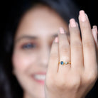 Rosec Jewels-Round London Blue Topaz and Lab Diamond Two Stone Promise Ring For Her