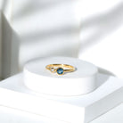 Rosec Jewels-Round London Blue Topaz and Lab Diamond Two Stone Promise Ring For Her