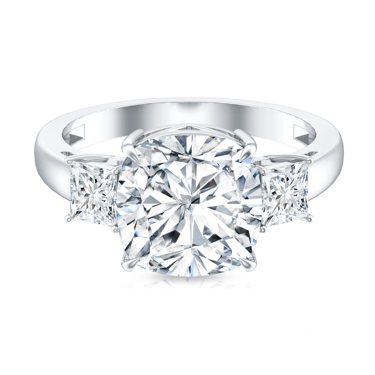 Rosec Jewels-5 Carat Cushion Cut Lab Grown Diamond Journey Ring with IGI Certificate
