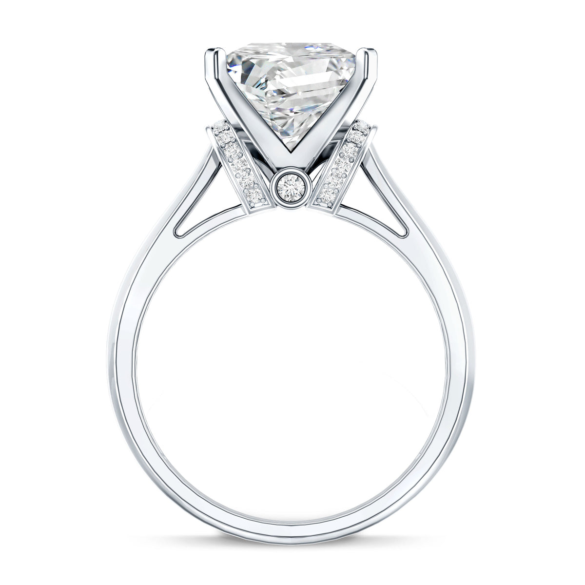 Rosec Jewels-4 Carat Princess Cut Lab Grown Diamond Solitaire Engagement Ring IGI Certified