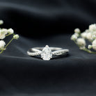 1 Carat Lab Grown Diamond Teardrop Engagement Ring with IGI Certificate Lab - ( E-VS1 ) - Rosec Jewels