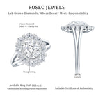IGI Verified 2 Carat Oval Lab Grown Diamond Statement Engagement Ring with Double Halo Lab - ( E-VS1 ) - Rosec Jewels