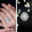 IGI Verified 2 Carat Oval Lab Grown Diamond Statement Engagement Ring with Double Halo Lab - ( E-VS1 ) - Rosec Jewels