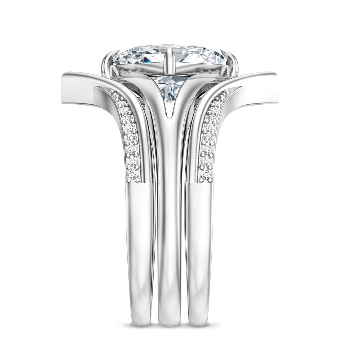 IGI Graded 3 Carat Lab Grown Diamond Princess Cut Engagement Ring with Enhancers Lab - ( E-VS1 ) - Rosec Jewels