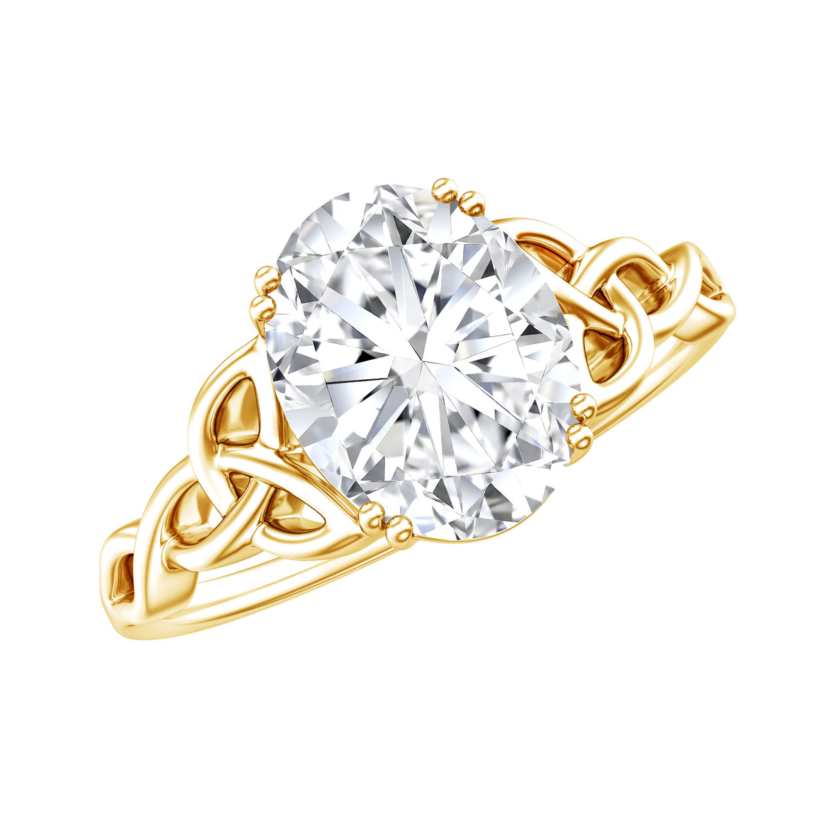 2 Carat Oval Cut Lab Grown Diamond Solitaire Celtic Knot Ring with IGI Certificate Lab - ( E-VS1 ) - Rosec Jewels