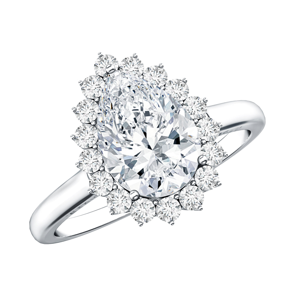 IGI Verified 2 Carat Lab Grown Diamond Pear Halo Engagement Ring Lab - ( E-VS1 ) - Rosec Jewels