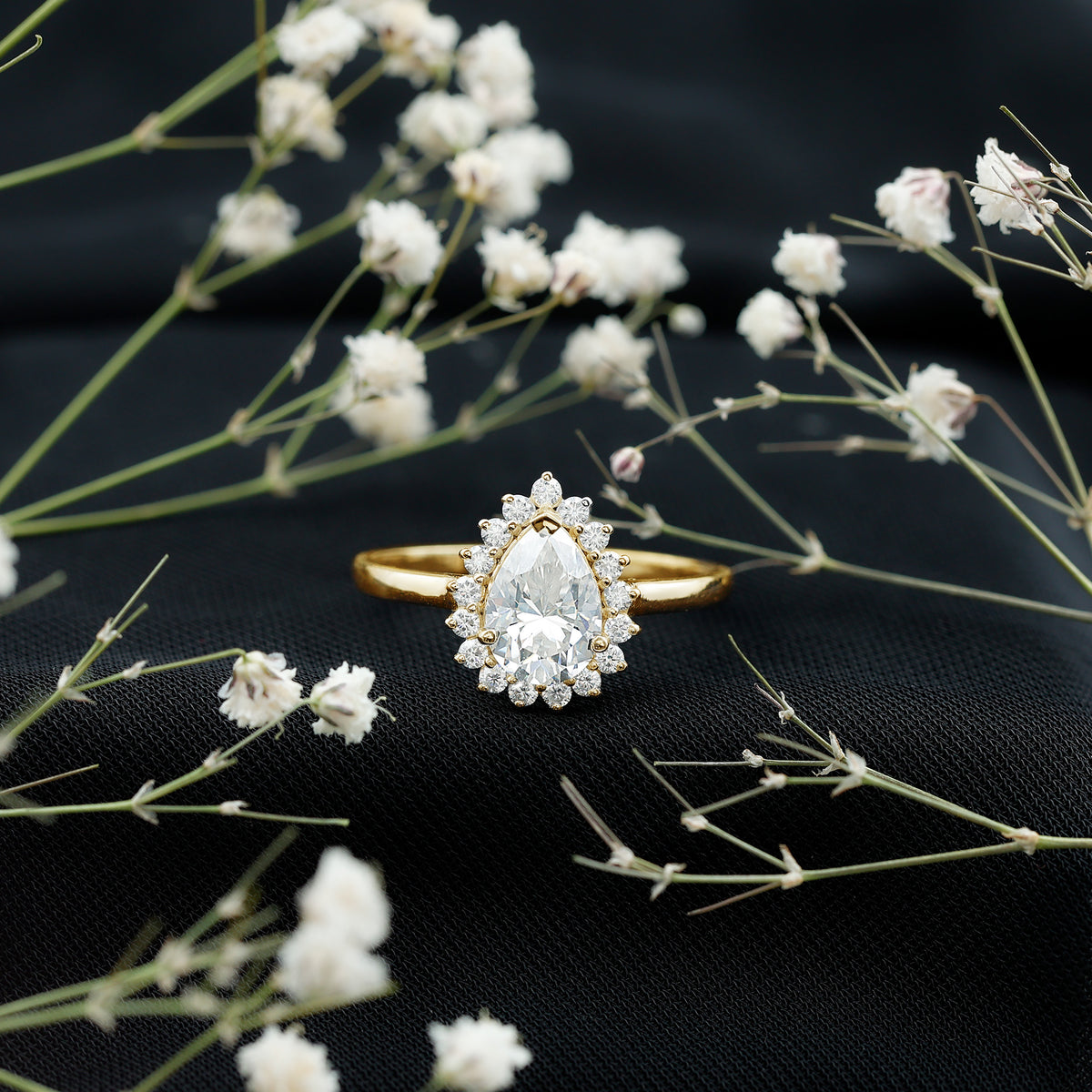IGI Verified 2 Carat Lab Grown Diamond Pear Halo Engagement Ring Lab - ( E-VS1 ) - Rosec Jewels