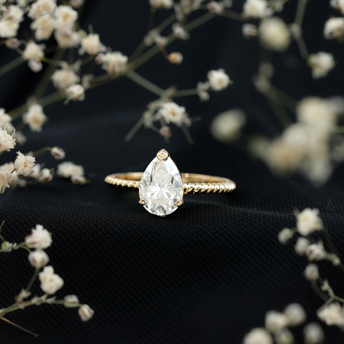 Lab Grown 2 Carat Diamond Teardrop Engagement Ring with IGI Certificate Lab - ( E-VS1 ) - Rosec Jewels