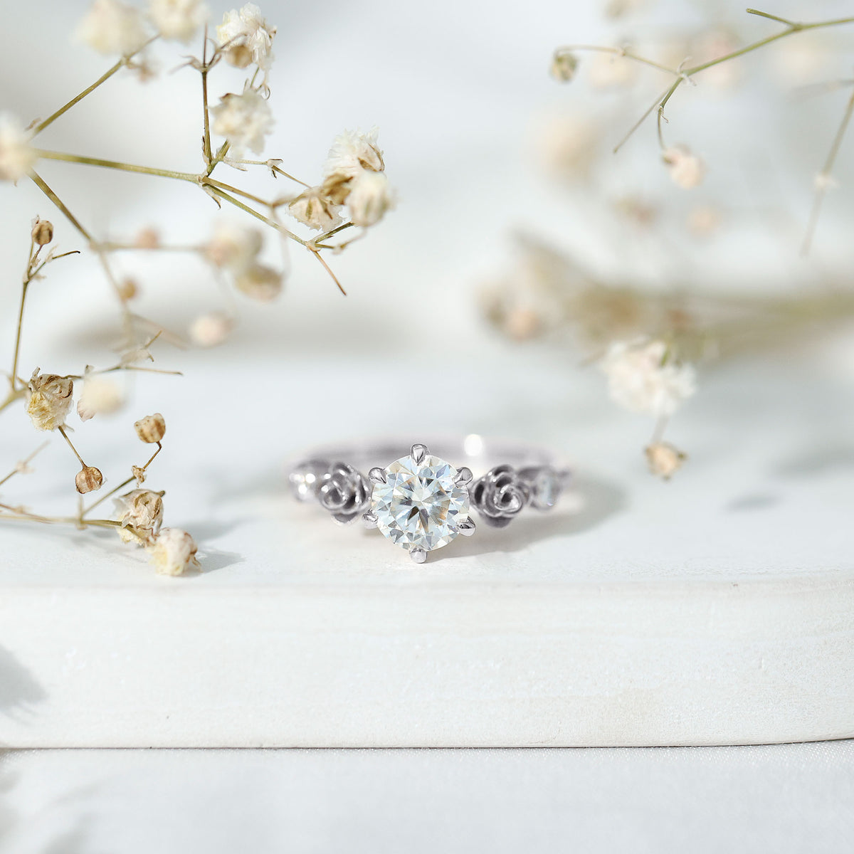 2 Carat Lab Grown Diamond Rose Flower Engagement Ring IGI Verified Lab - ( E-VS1 ) - Rosec Jewels