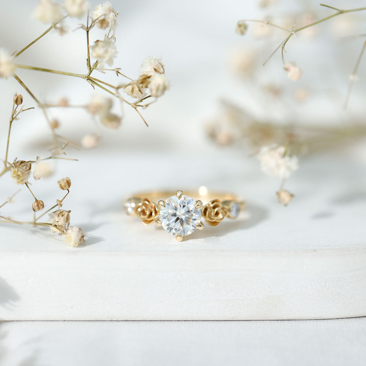2 Carat Lab Grown Diamond Rose Flower Engagement Ring IGI Verified Lab - ( E-VS1 ) - Rosec Jewels