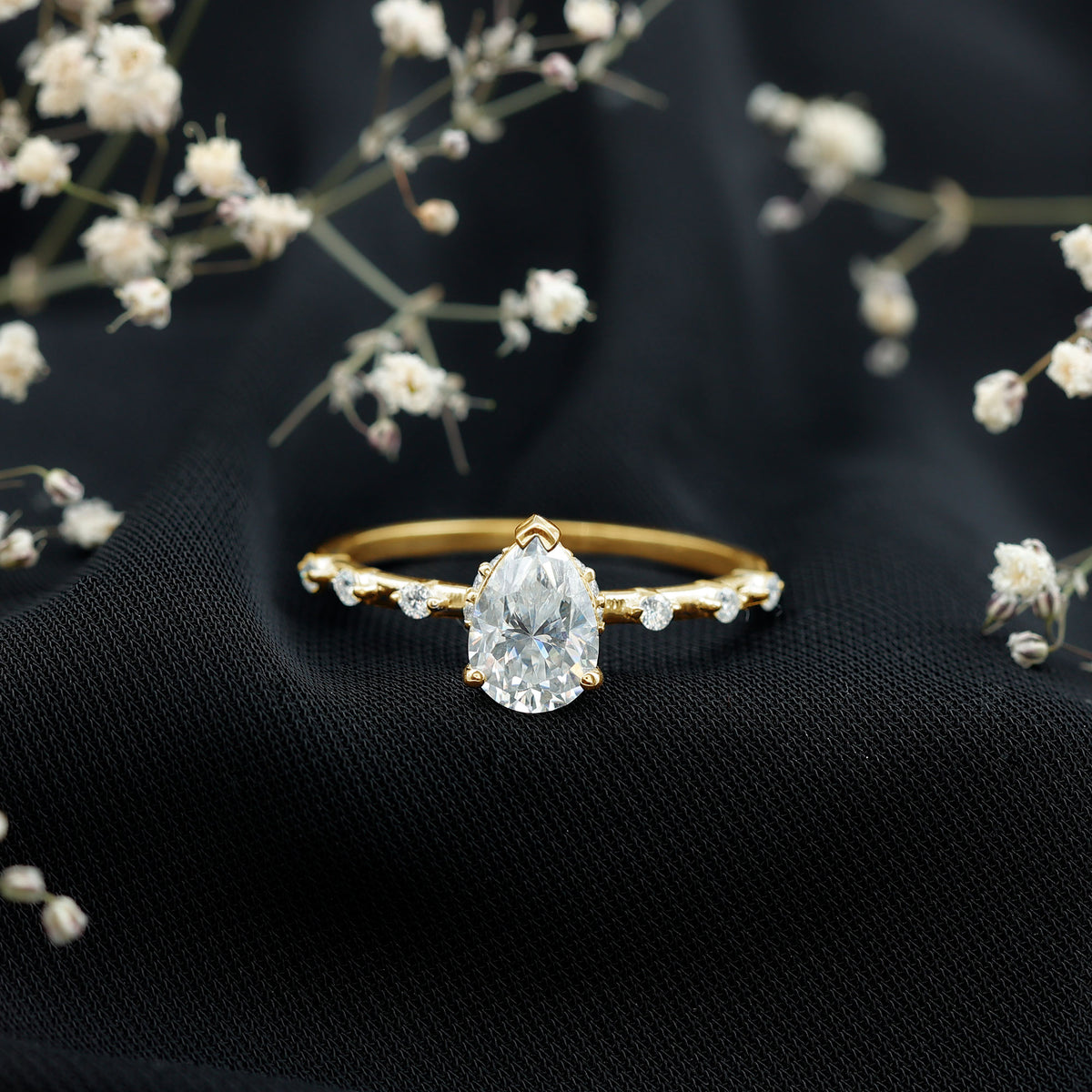 IGI Certified 2 Carat Diamond Pear Shaped Engagement Ring for Women Lab - ( E-VS1 ) - Rosec Jewels