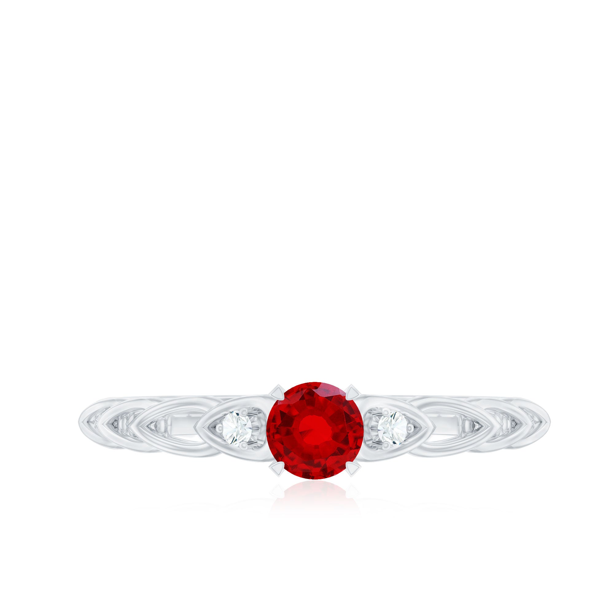 Rosec Jewels-Lab Grown Ruby Designer Promise Ring with Diamond