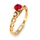 Lab Grown Ruby Designer Promise Ring with Diamond Lab Created Ruby - ( AAAA ) - Quality - Rosec Jewels