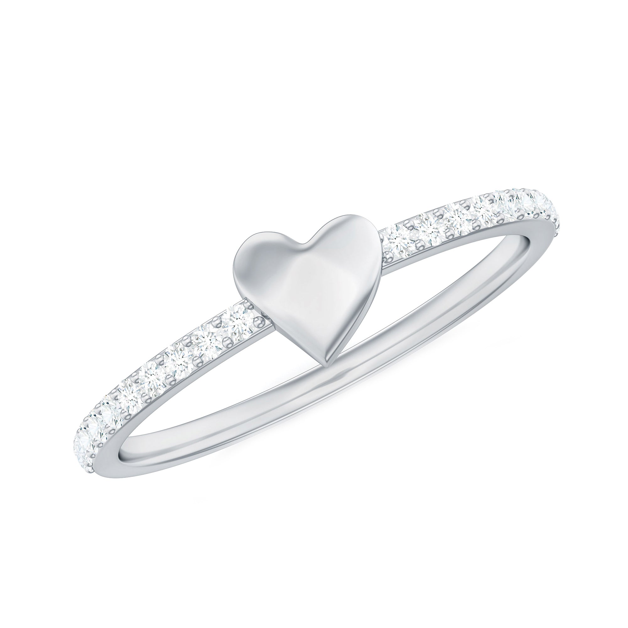 Rosec Jewels-Diamond Heart Shape Promise Ring for Her