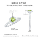 Genuine Half Carat Peridot Engagement Ring with Diamond Halo AAA - Rosec Jewels