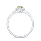 Genuine Half Carat Peridot Engagement Ring with Diamond Halo AAA - Rosec Jewels